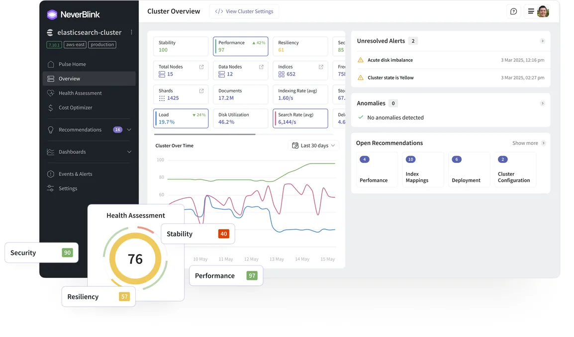 NeverBlink Elasticsearch cluster overview